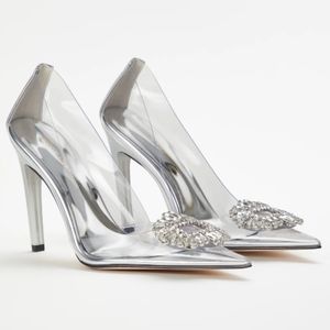 NIB Good American Cinder F*ckin'-Rella Pointy Toe Pumps in Glass Sz. 9.5